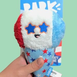 (2) Bark Box Gordon Yankee Doodle Soft Plush Squeaker Dog Toy USA Ice Cream Cone
